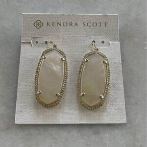 NEW Kendra Scott ELLE CZ Pave Halo Mother of Pearl Earrings